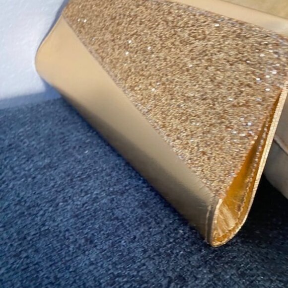 Vintage 70s Disco Shiny GOLD Glitter Sequin Clutch Purse Handbag - Picture 6 of 12